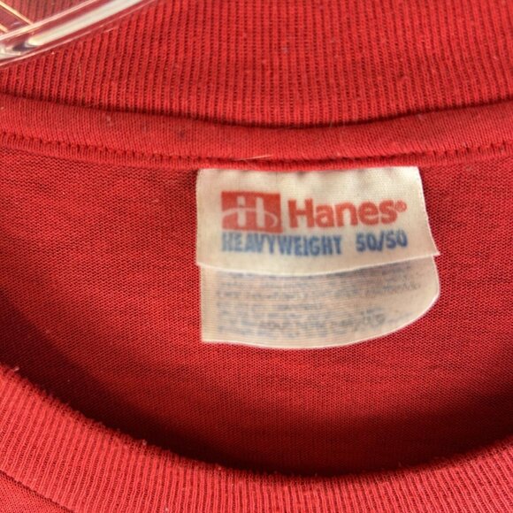 Vintage Armory Japan T-Shirt Yellow Spell-Out Large Single Stitch 90s Men’s Red - Picture 3 of 5